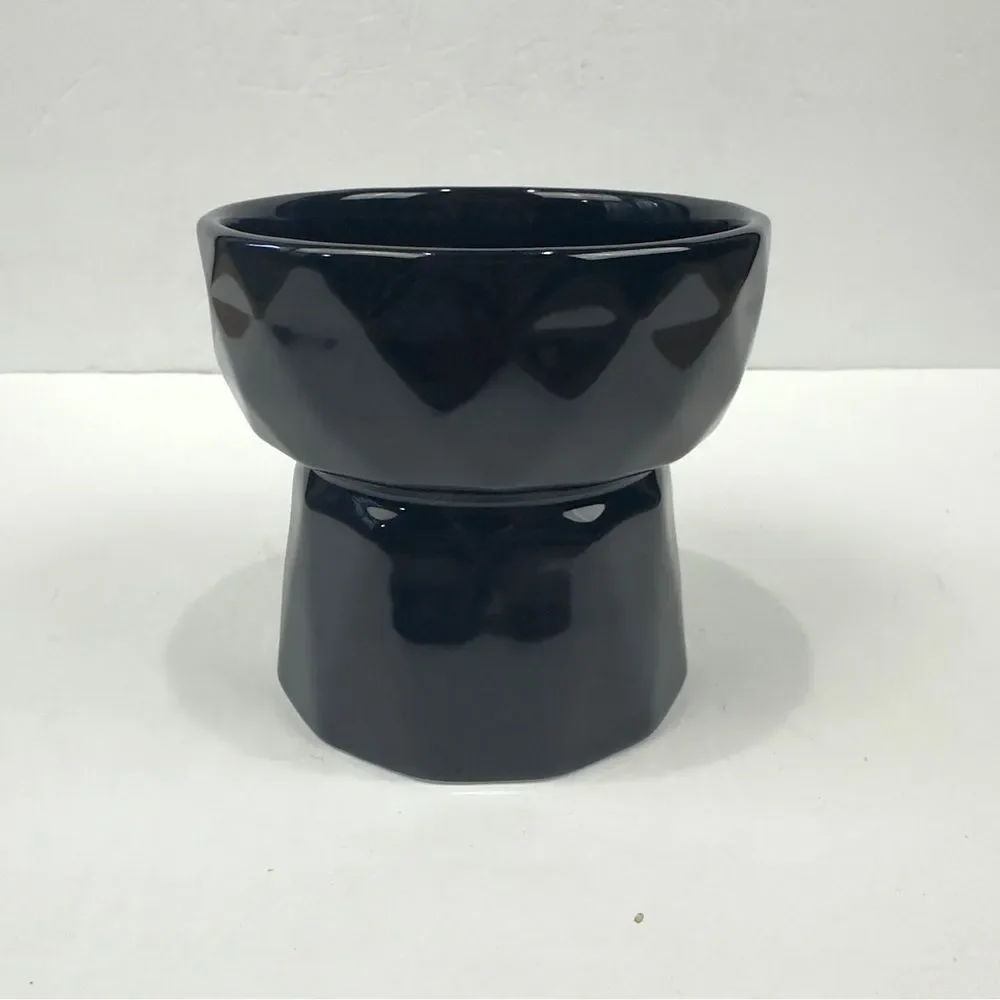 Ceramic raised pet food bowl black dog or cat